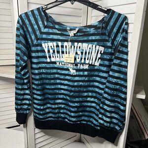 Yellowstone National Park Striped Turquoise Black Women's M‎ by American Vintage